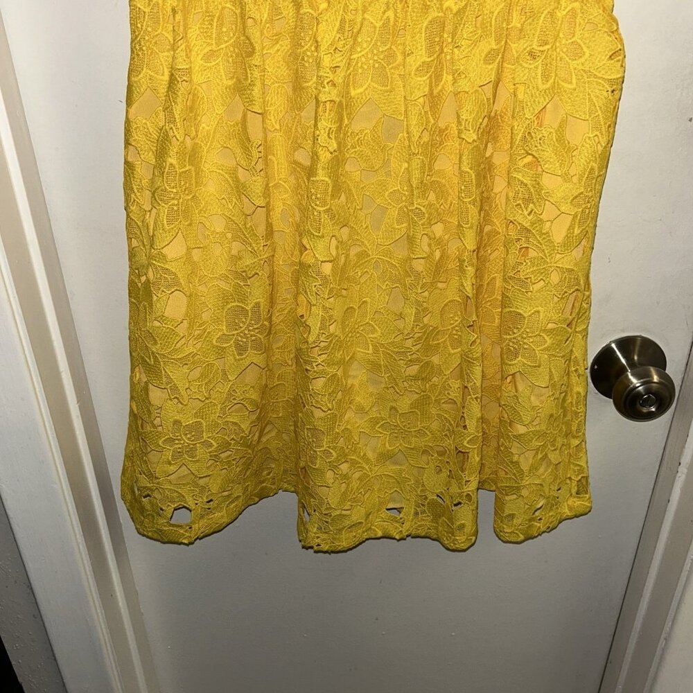 Prabal Gurung For JCPenney Yellow Puff Sleeve V-Neck Floral Party Dress Size 4 - Picture 4 of 11